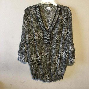 🌷3/$10 Evolution by JMS Black Animal Print Top Size 2x(18w /20w)🌷